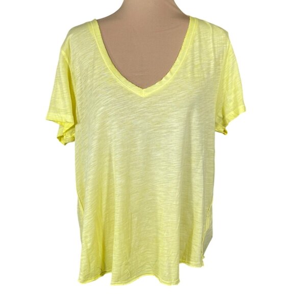 New Maeve Slouchy T-Shirt Butter Yellow Burnout XL Extra Large V-Neck - Picture 1 of 7